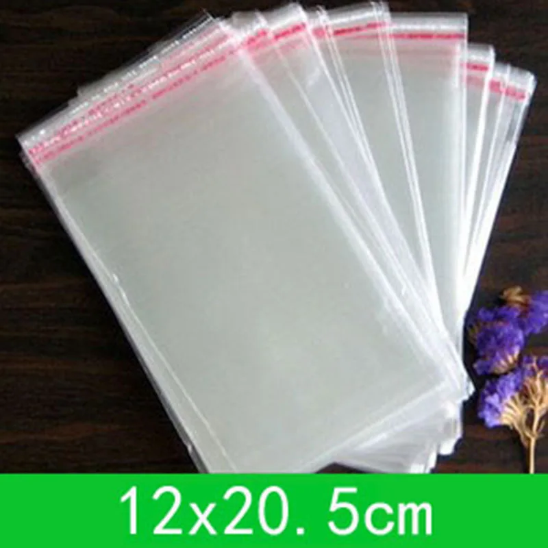 

1000pcs 12x20.5cm Transparent Self Sealing Poly OPP Plastic Bags Jewelry Gift Adhesive Cookie Candy Packaging Cellophane Bag