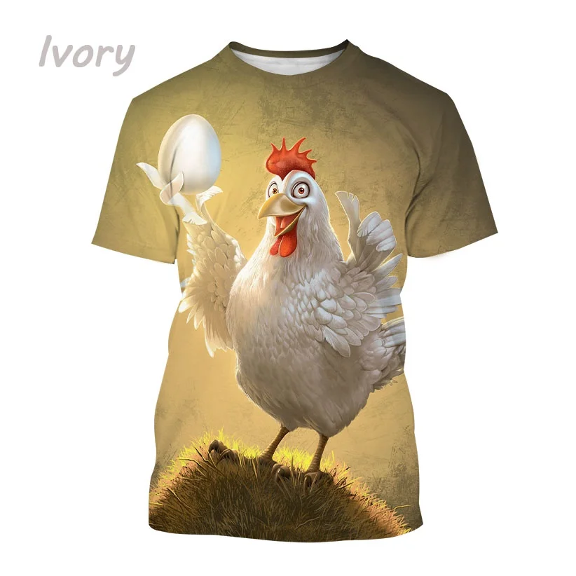 Official-website Fashion Graphic T-shirt Chicken 3D Print Mens Clothing Funny Anime Chicken Unisex Casual Short Sleeve Tees Tops