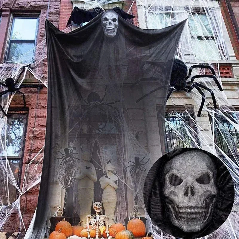 

New Halloween Bar KTV Large Decoration Ghost Festival Chamber Horror Hanged Ghost Mask Gauze Halloween Terror Accesorios Íntimos