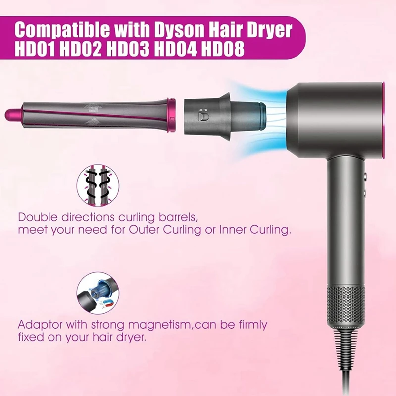 Hair Curling Barrel Volumizing Brush Attachments With Adaptor For Dyson Airwrap Hair Dryer Converting To Hair Styler Spare Parts