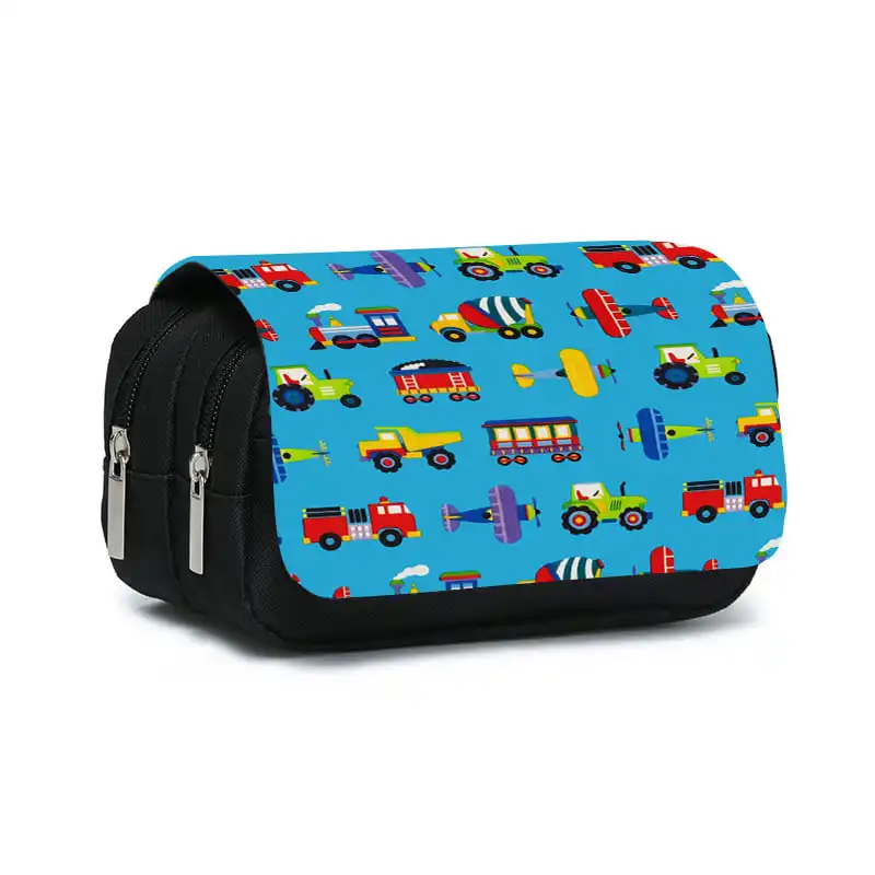 Cartoon-Auto-Serie Doppelschichtiges Flip-Federmäppchen für Jungen und Mädchen, beste Geschenke, 2D-Cartoon-Schulbedarf, Federmäppchen für Kinder