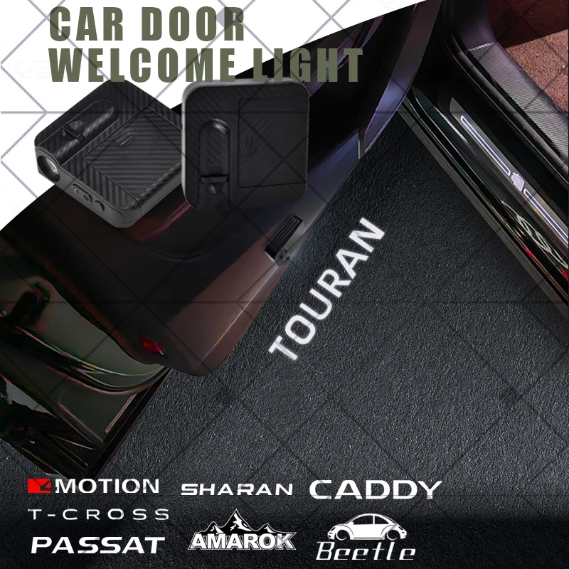 1/2Pcs For 4 Motion Passat Beetle Caddy Touran T-Cross Sharan Amarok GTD Logo Car HD Projector Lamp LED Auto Door Welcome Light