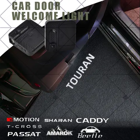 1/2Pcs For 4 Motion Passat Beetle Caddy Touran T-Cross Sharan Amarok GTD Logo Car HD Projector Lamp LED Auto Door Welcome Light