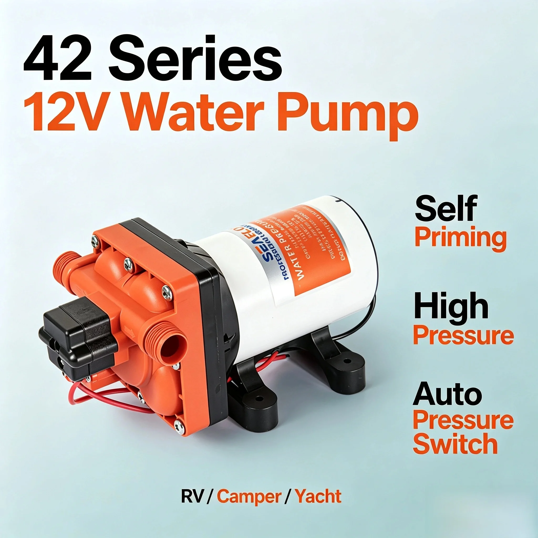 12V DC Diaphragm Water Pump 42 Series Auto Pressure Self Priming Booster Pump For RV Yacht Caravan Camper Water Supply