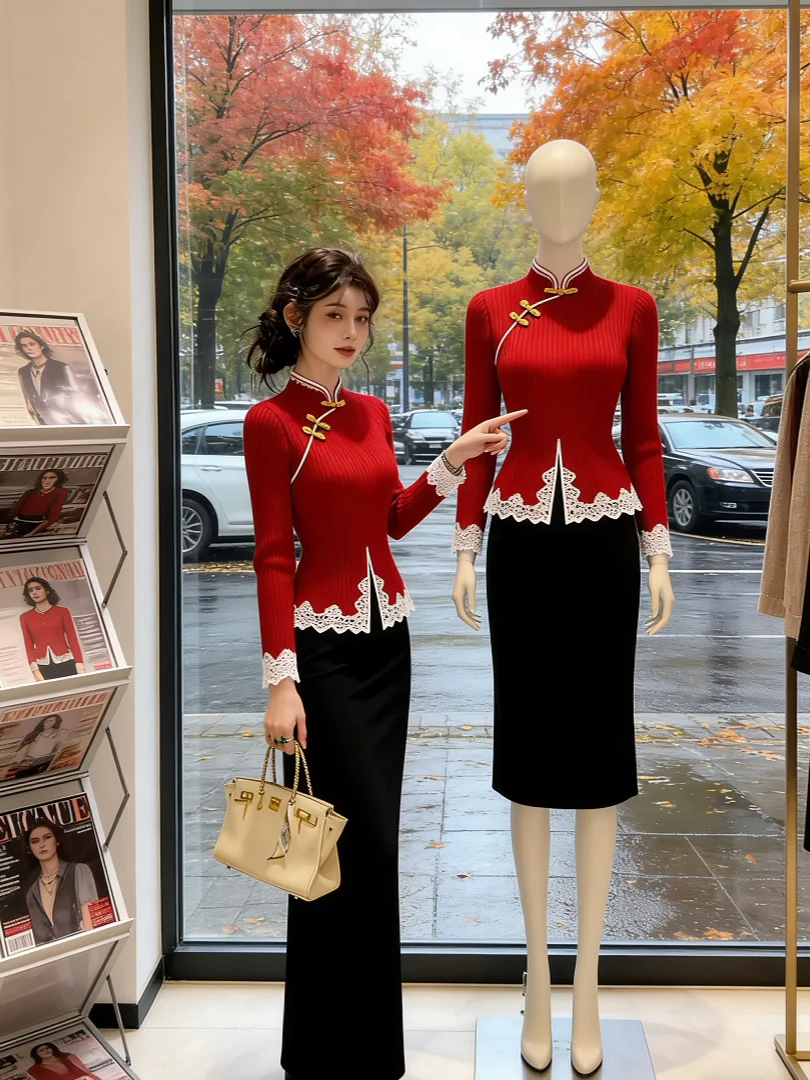 

Красная женская зимняя куртка в китайском стиле, уникальная, красивая, модная, для повседневной носки, с длинными рукавами