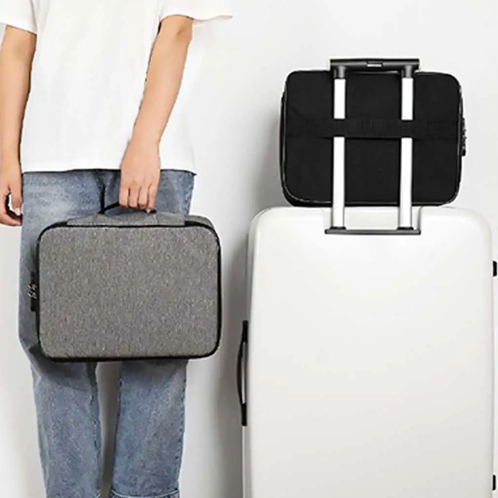 حقيبة تخزين وثيقة مع قفل ، الرطوبة ، الغبار ، منظم السفر ، حقيبة حقيبة ، شهادة جوازات السفر ، التعامل معها