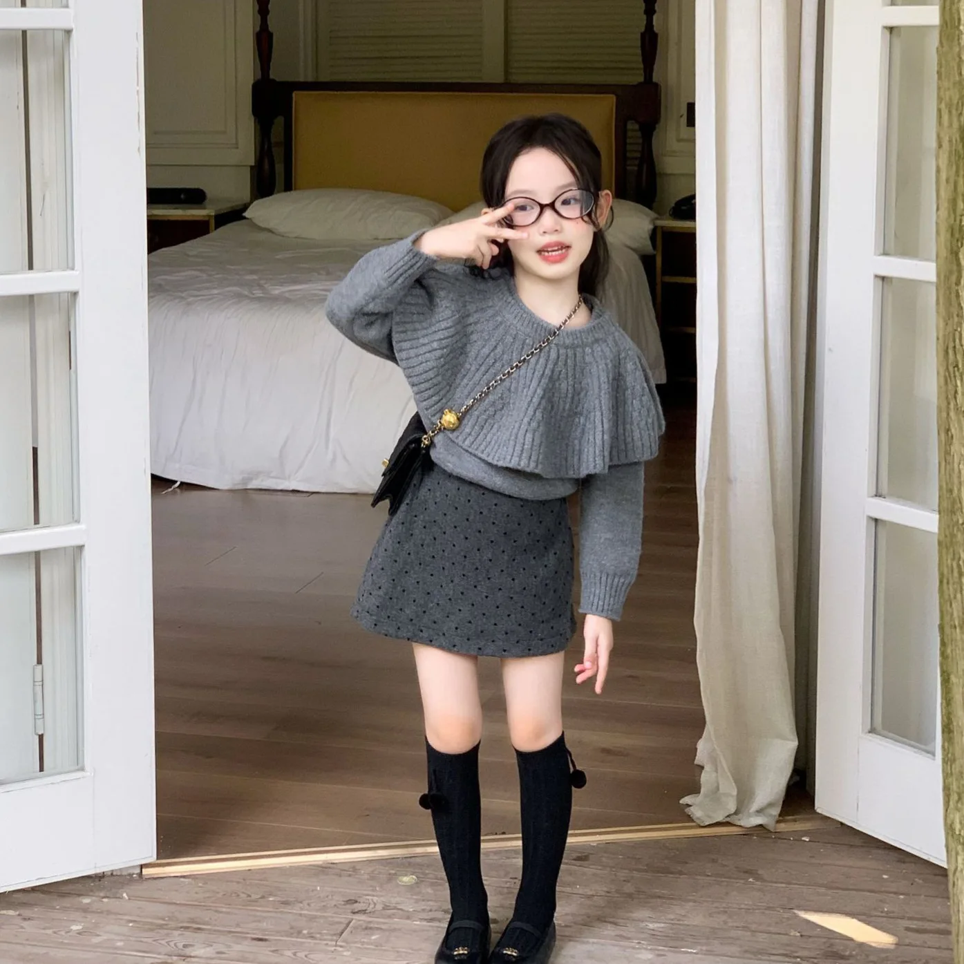 Girls Sweater 2025 Winter New Korean Shawl Sweater Lazy Cape Pullover Sweater Top Sweet Fashion