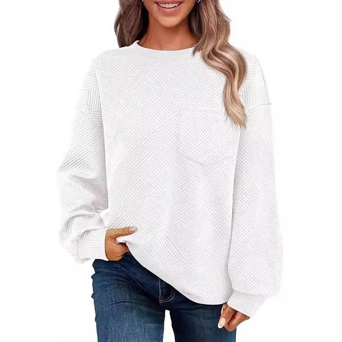

2026 New spring Sweaters Women's round Neck Long Sleeve Pocket Sweater European and American Idle Style Sweater