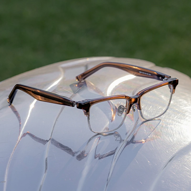 

Japanese Retro Square Semi Rim Glasses Frame Men Vintage Titanium Acetate Eyeglasses Women Top Quality Trendy Eyewear Spectacles