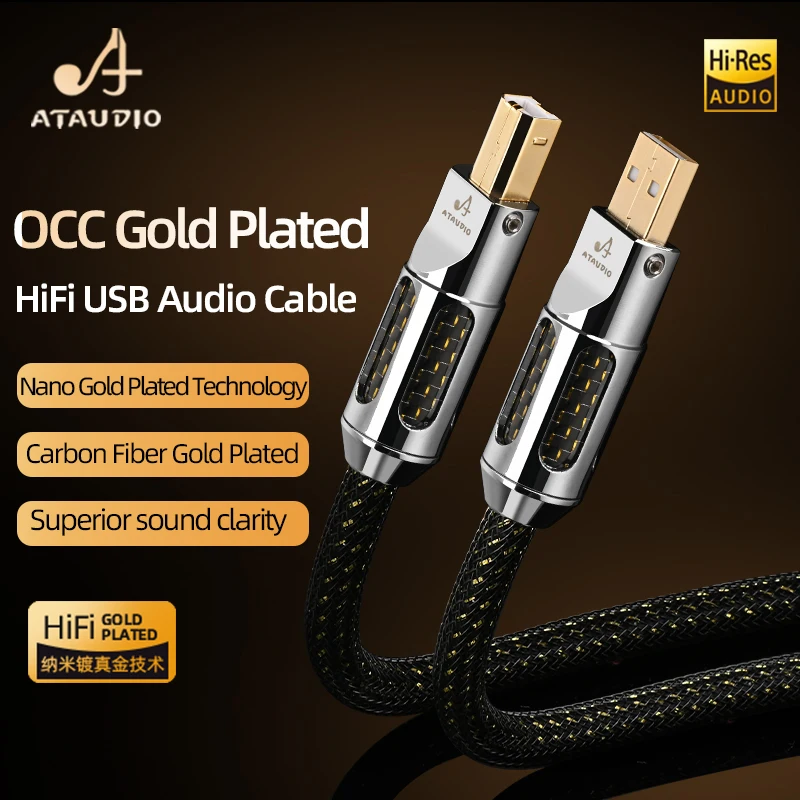 ATAUDIO HiFi USB-аудиокабель ЦАП типа A-B A-C A-A C-B C-C Высококачественный USB-кабель OCC с позолоченным покрытием для телефона ЦАП