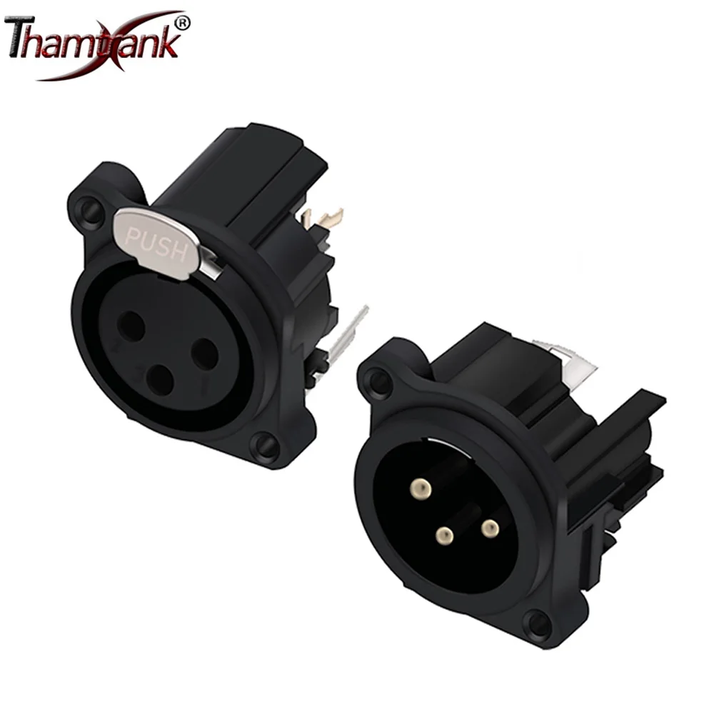 

100pcs 3Pins XLR Male/Female Jack Panel Mount with Push Button XLR Connector Black Plastic Audio Jack Speaker Plug