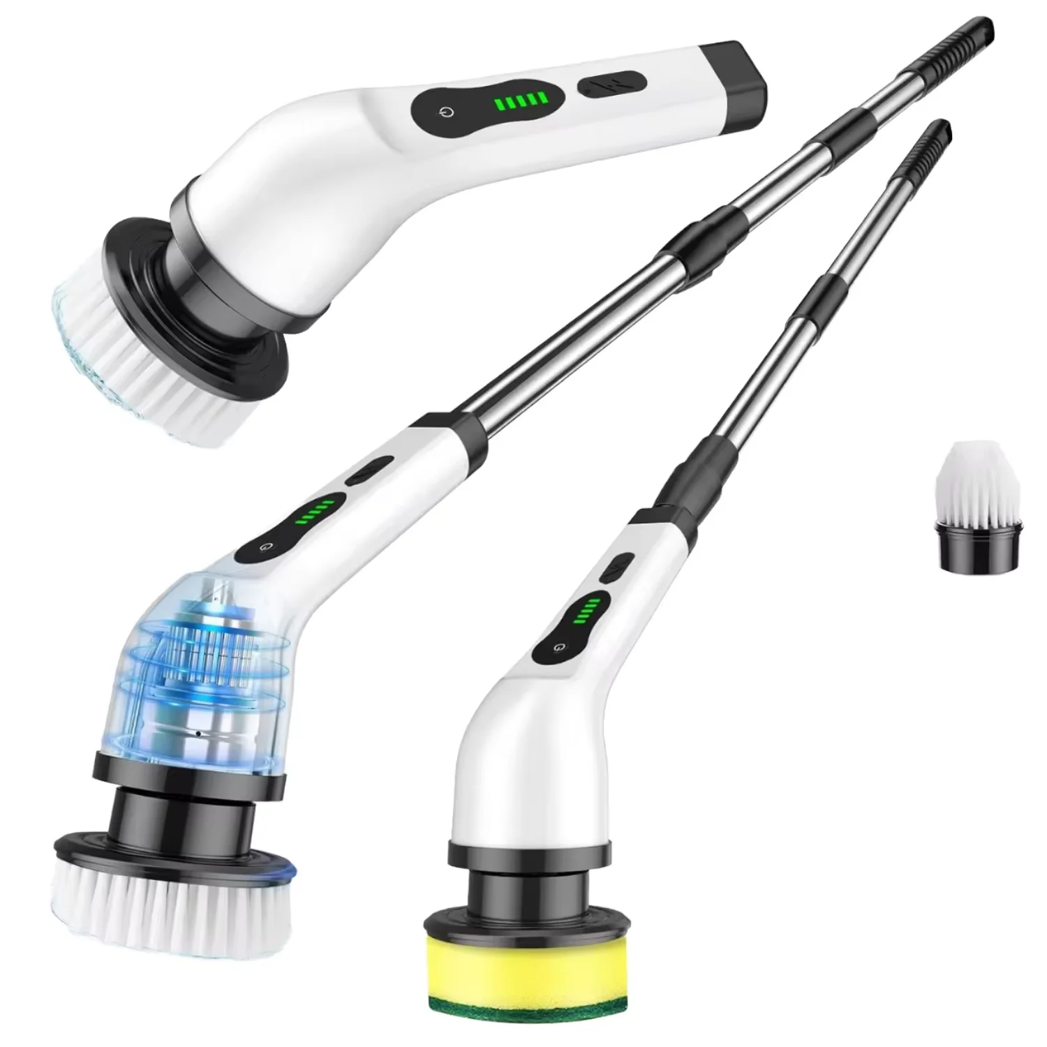 

5-in-1 Long Handled Cordless Spin Scrubber Cleaning Brush Electric Scrubber Cleaning Brushes for Car and Home Cleaning