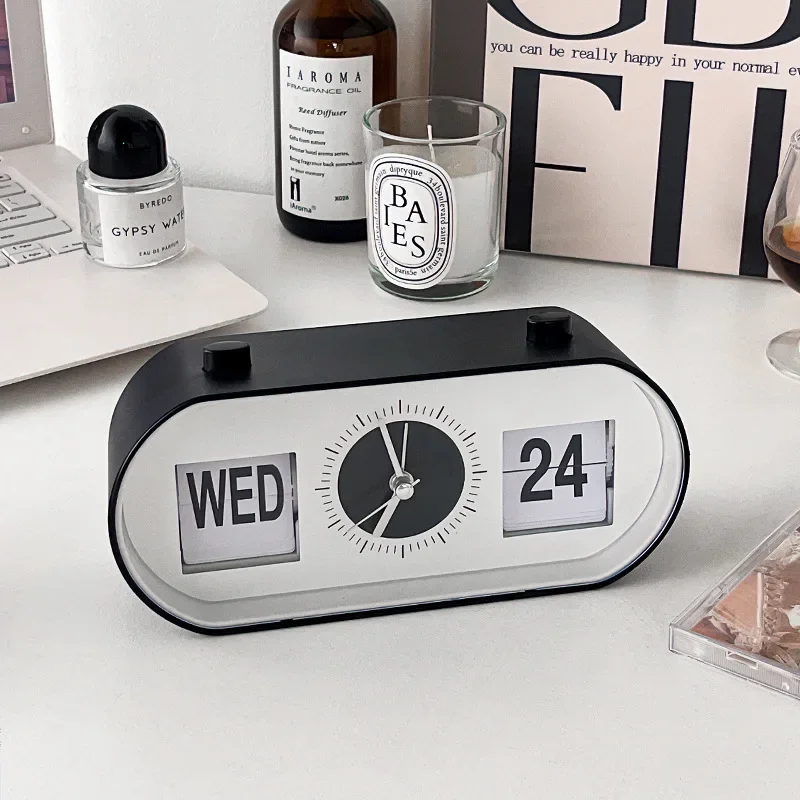 CuteLife Nordic Black Plastic Flip Digital Alarm Clock Room Decoration Morning Design Calendar Living Room Children Table Clock