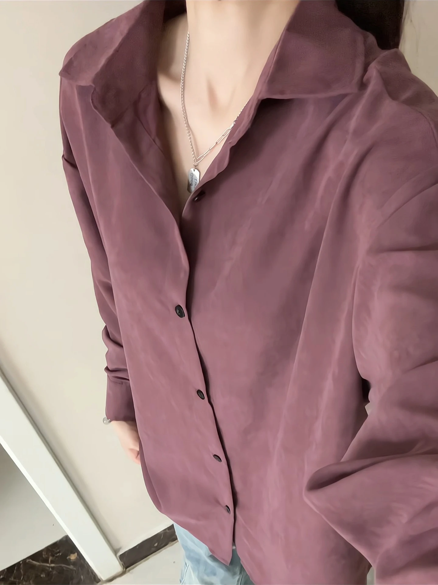 Men's Long Sve irt Ume ape Purple Autumnal American Retro Outerwear Cardigan High Quali Couple's Jaet Loose Fit Ca...