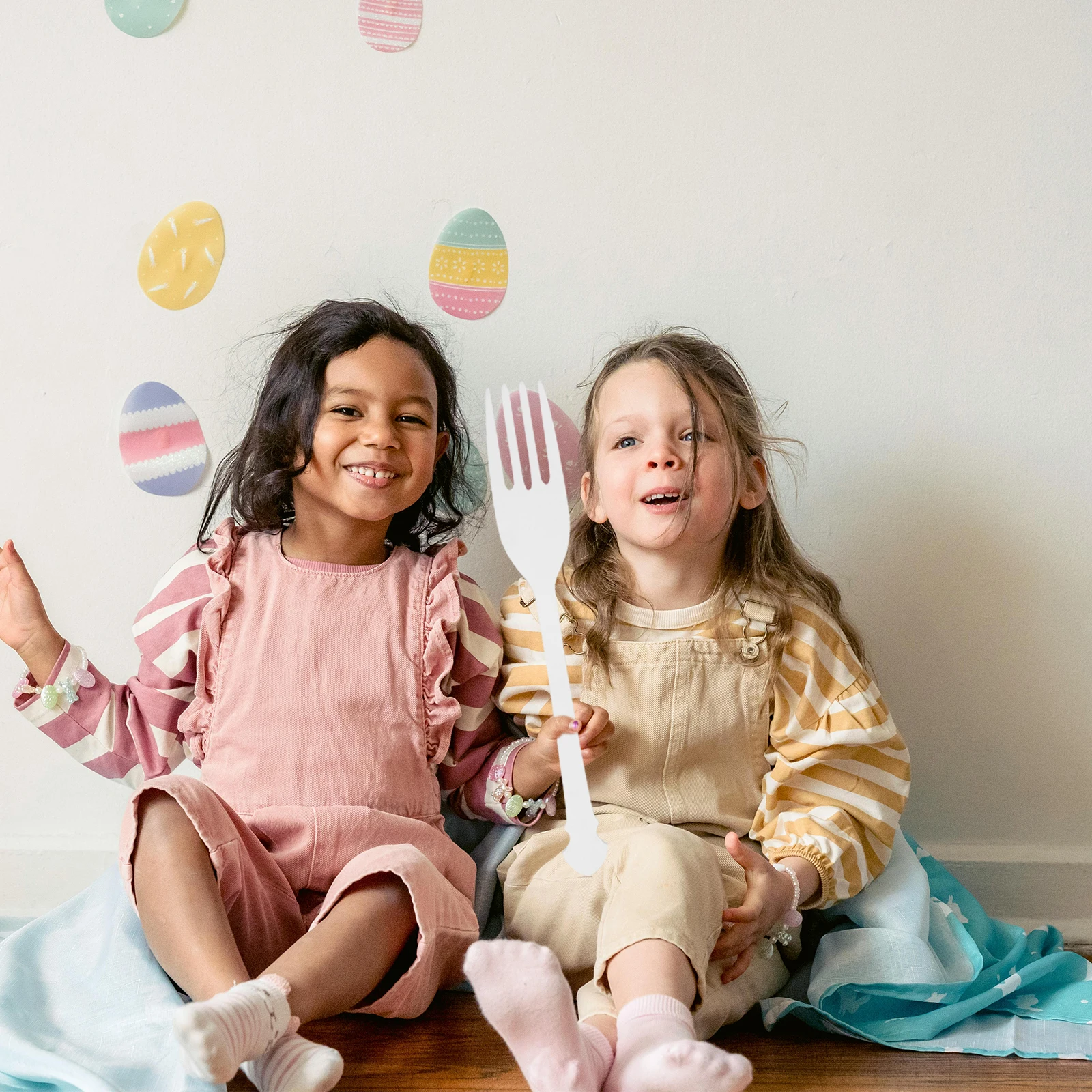 

White 50Cm Oversized Fork Prop for Photo Booths Halloween Parties Kids Pretend Play Large Novelty Utensil Decorative Costume