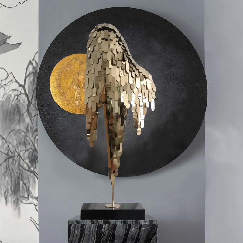 Spot Modern Light Luxury Simple Soft Decoration KTV Sales Office Aisle Space Decoration World Art Sculpture Ornament
