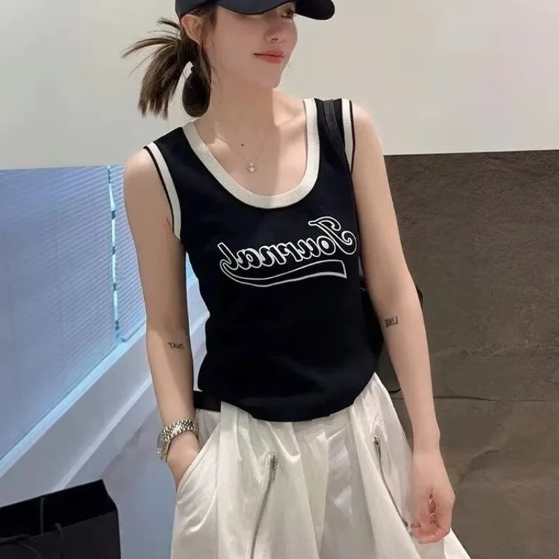 2025 Y2K Nuova Collezione Estetica Lettera T-Shirt Moda Donna Manica Corta Tees Estate Breve Senza Maniche Top Personalità Ragazza