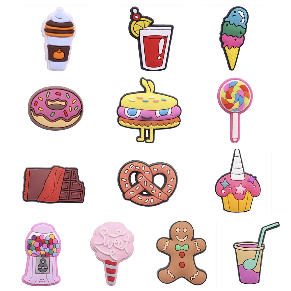 Single Sale Lollipop Donut Chocolate Cookies Gingerbread PVC Sandals Shoe Charms Decoration Buckle Clog Fit Bracelets