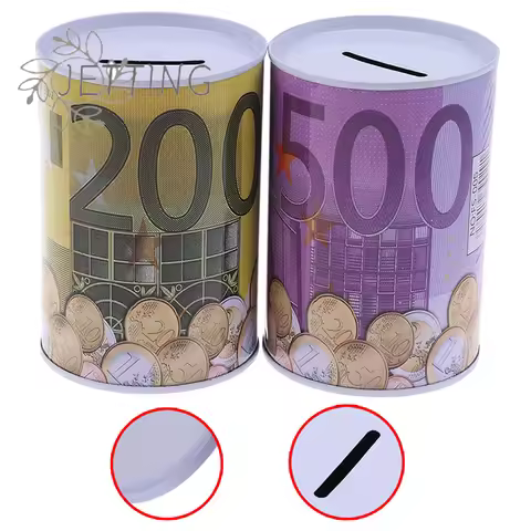 (SMTGDP11)1pc Euro Dollar Money Box Safe Cylinder Piggy Bank Banks For Coins Deposit Boxes