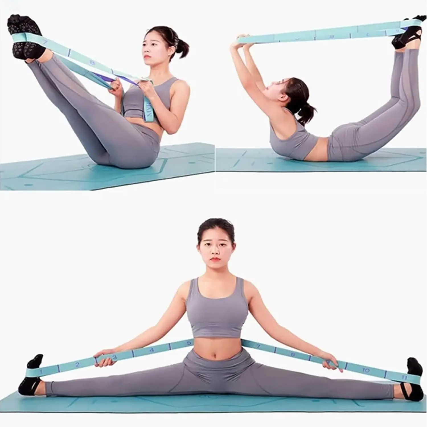 Yoga-Stretchgurt, Stretchband mit 8-Schlaufen, Yoga-Gurt, Schulterschoner für Anfänger für effektives Dehnen, Yoga-Training – Detail 9