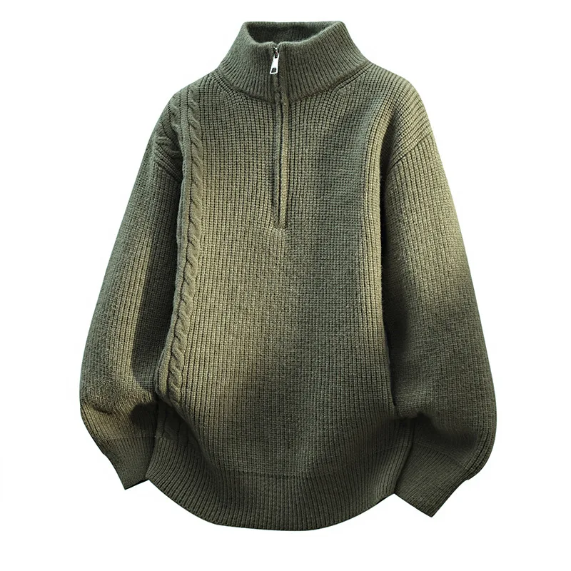 

New Autumn Men Stand Collar Sweaters Outwear Loose Half Cardigan Casual Knitted Sweaters Male Solid Pullovers Sweatercoats 4XL