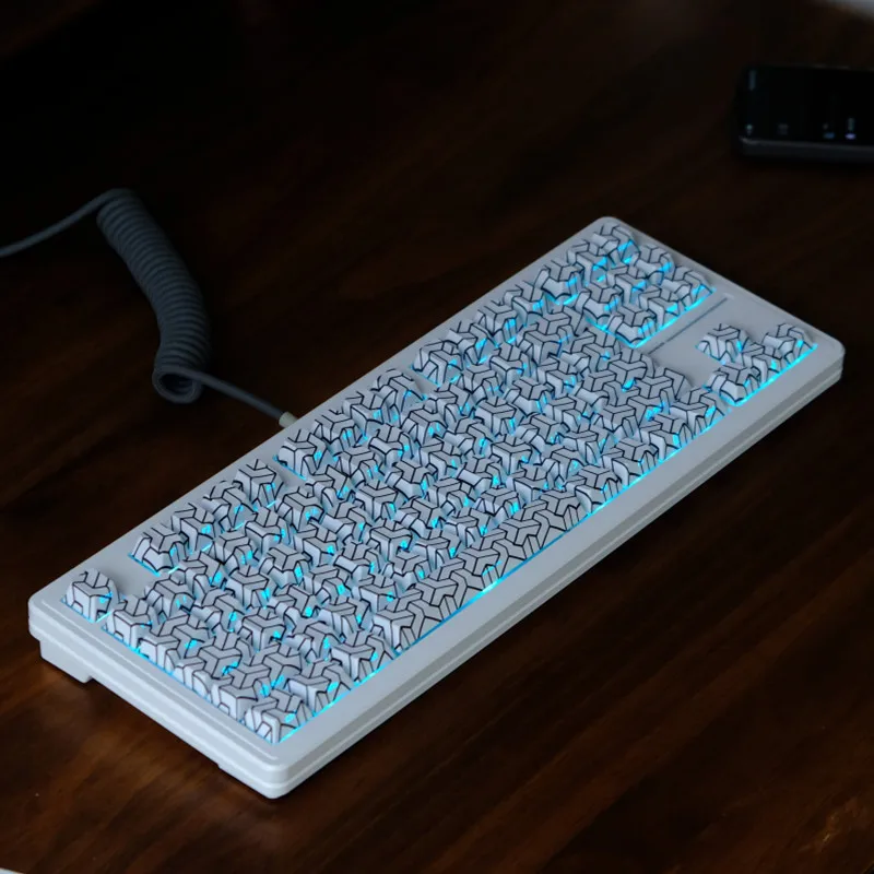 136 kunci kubus putih tombol lampu samping PBT pewarna sublimasi profil ceri Keycap Set untuk MX Switch Keyboard mekanik game