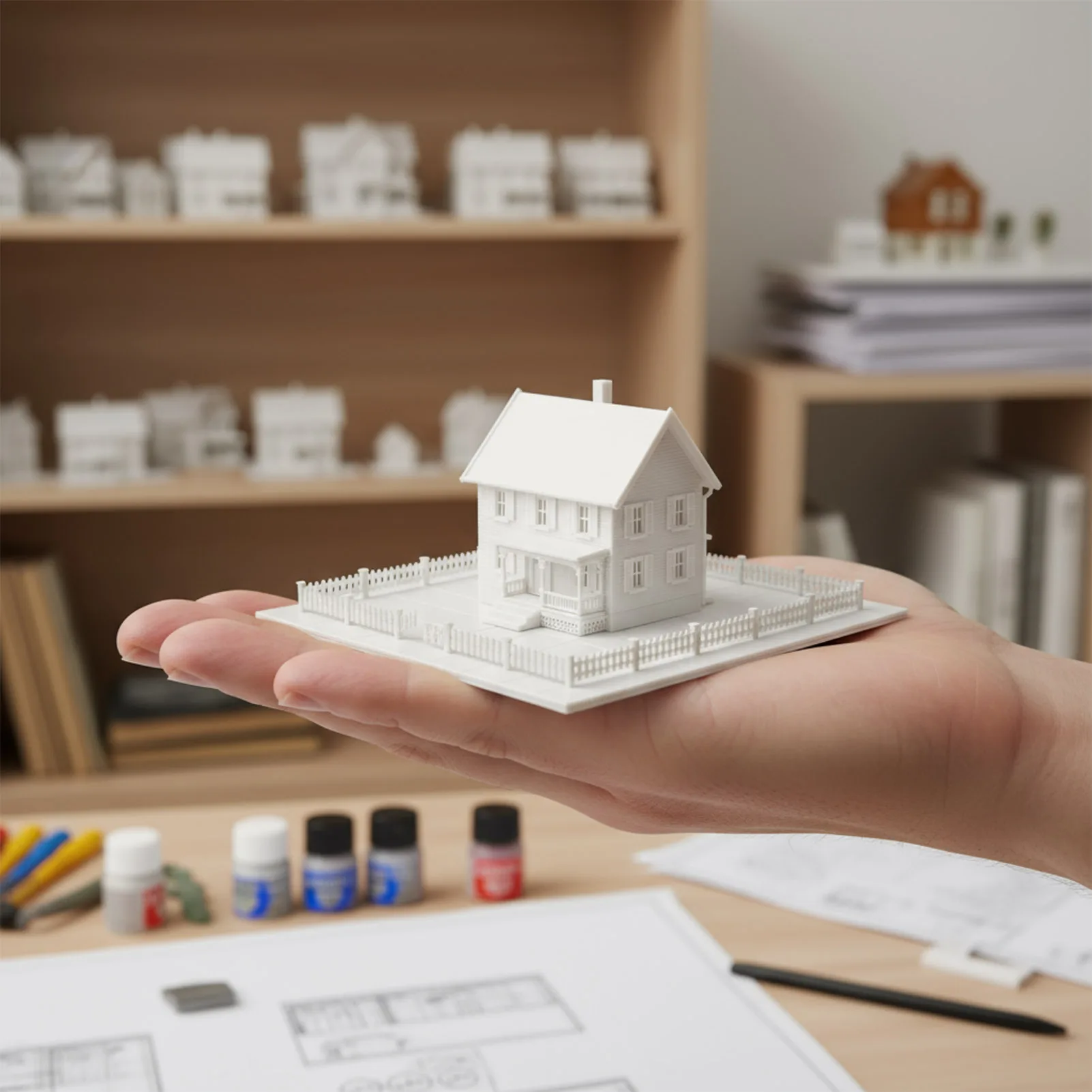 Evemodel N Scala 1:160 Modello Dwelling House Kit base recinzione a due piani con portico smontato non verniciato JZN5895JJM