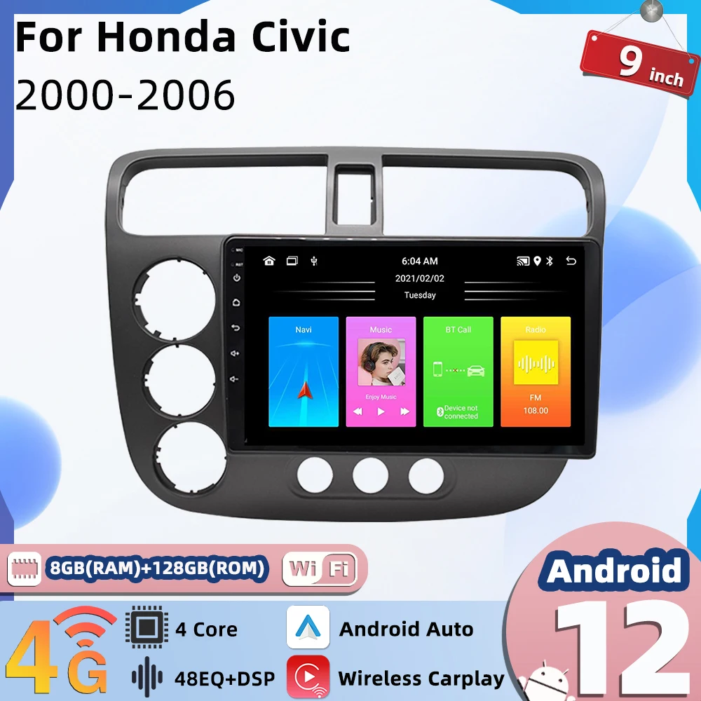 

Автомагнитола 2 Din для Honda Civic 2000-2006, Android, автомобильный стерео Мультимедийный Плеер, навигация, Wi-Fi, FM, GPS, аудио, Авторадио, головное устройство