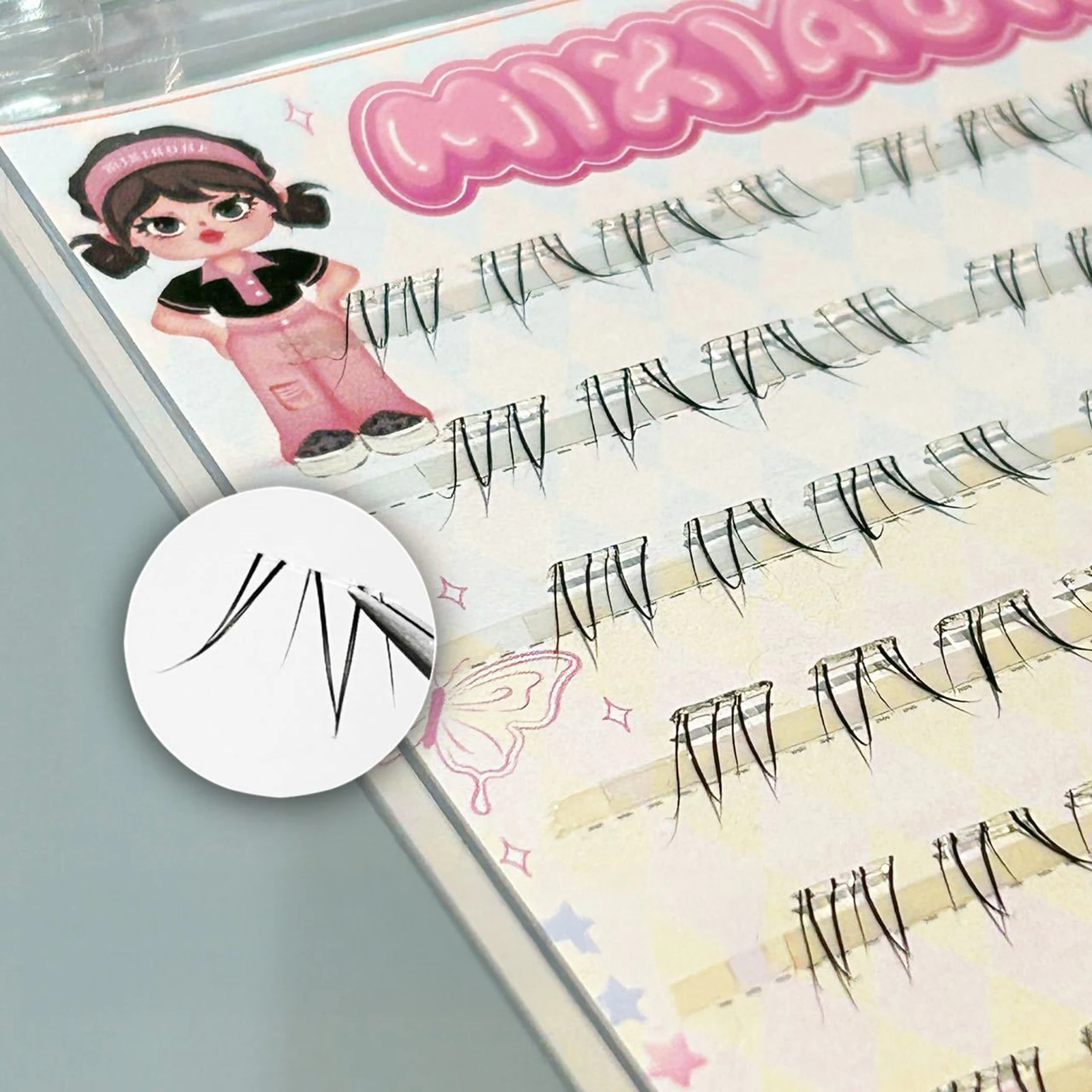 5-7mm Fai da te Estensione ciglia inferiori Grappoli per ciglia corti individuali Stelo trasparente Segmentato Naturale sotto le ciglia