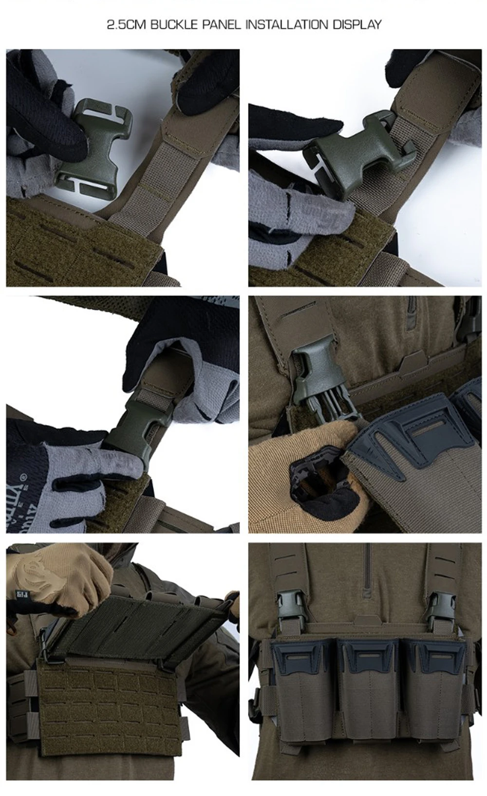Taktische Brusttasche mit Modularem, Skalierbarem MOLLE-Frontpanel, Atmungsaktive HX-Weste für Outdoor-Jagd und Airsoft – Detail 12