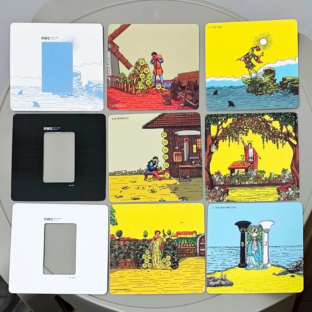 RWS Wide Angle Tarot, 7*7cm Compact Edition 78 Pcs Cards + 2 Specials Frame Cards Double-embossed in Two-piece Rigid Box