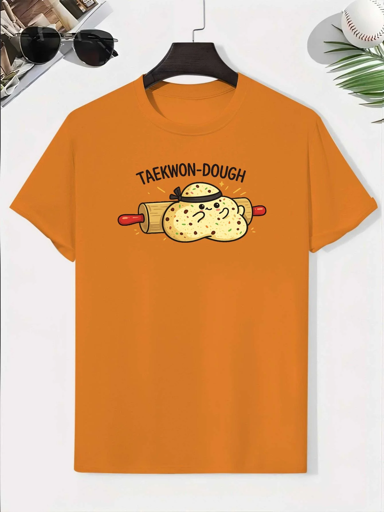 Cute Rolling Pin Printed Cartoon Cotton Children's T-shirt Creative Casual Short Sleeved Top Summer Parent-child Clothing