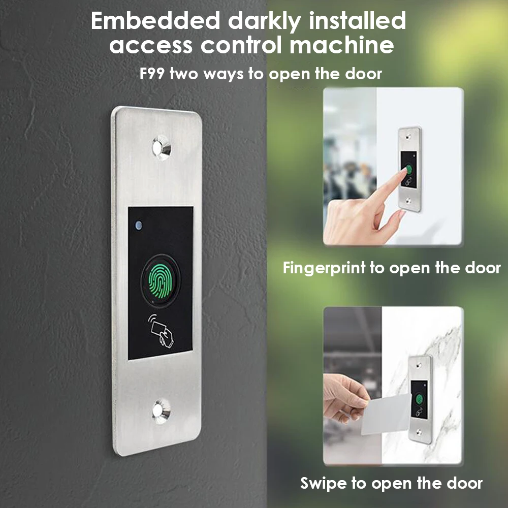 12V DC RFID Reader Keyless Door Opener Metal  Access Control Keypad Mini  IP66 Waterproof Embedded Mounted Fingerprint Reader