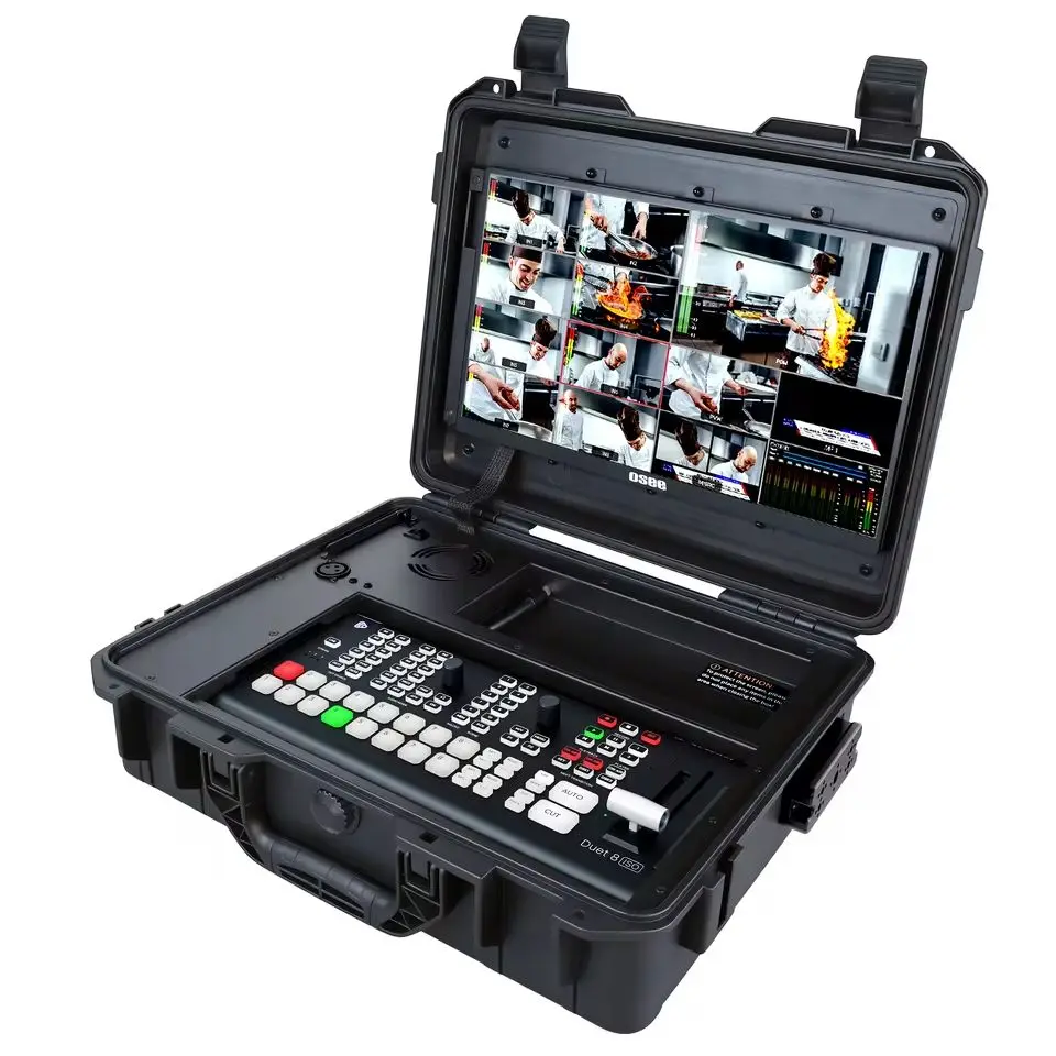 All In One Live Production Studio Osee GoStream Duet Pro Multi Camera Switcher Support NDI SRT RTMP Stream XLR Audio Input