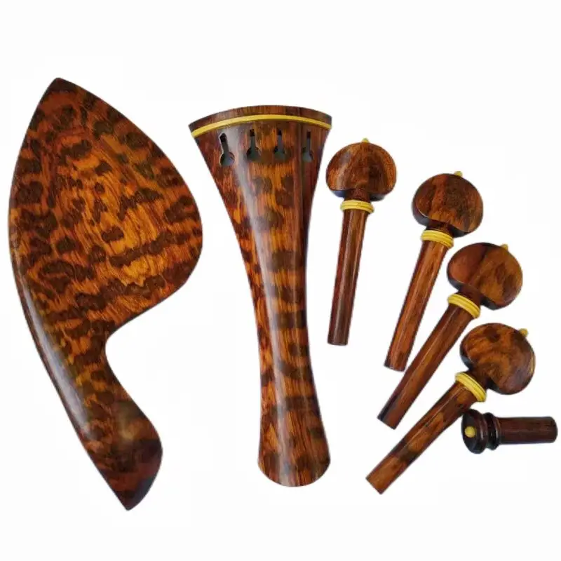 

Top Grade Snake wood Violin Accessories Fittings 4/4 Snakewood Violin Chinrest Pegs Tailpiece Endpin Kits Professional