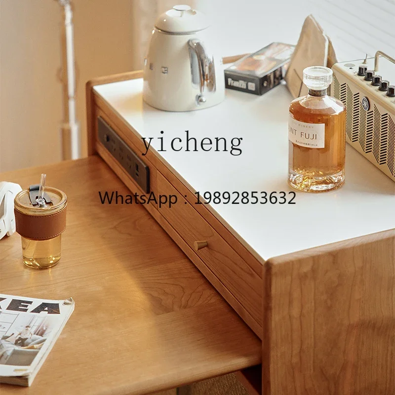 H3-23   solid wood island table dining side cabinet integrated retractable pull table cherry wood home slate