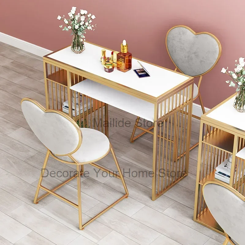 Nordic Light Luxury Nail Tables Beauty Salon Manicure Table and Chair Set Fashion Ins Salon Furniture Single Tables for Manicure