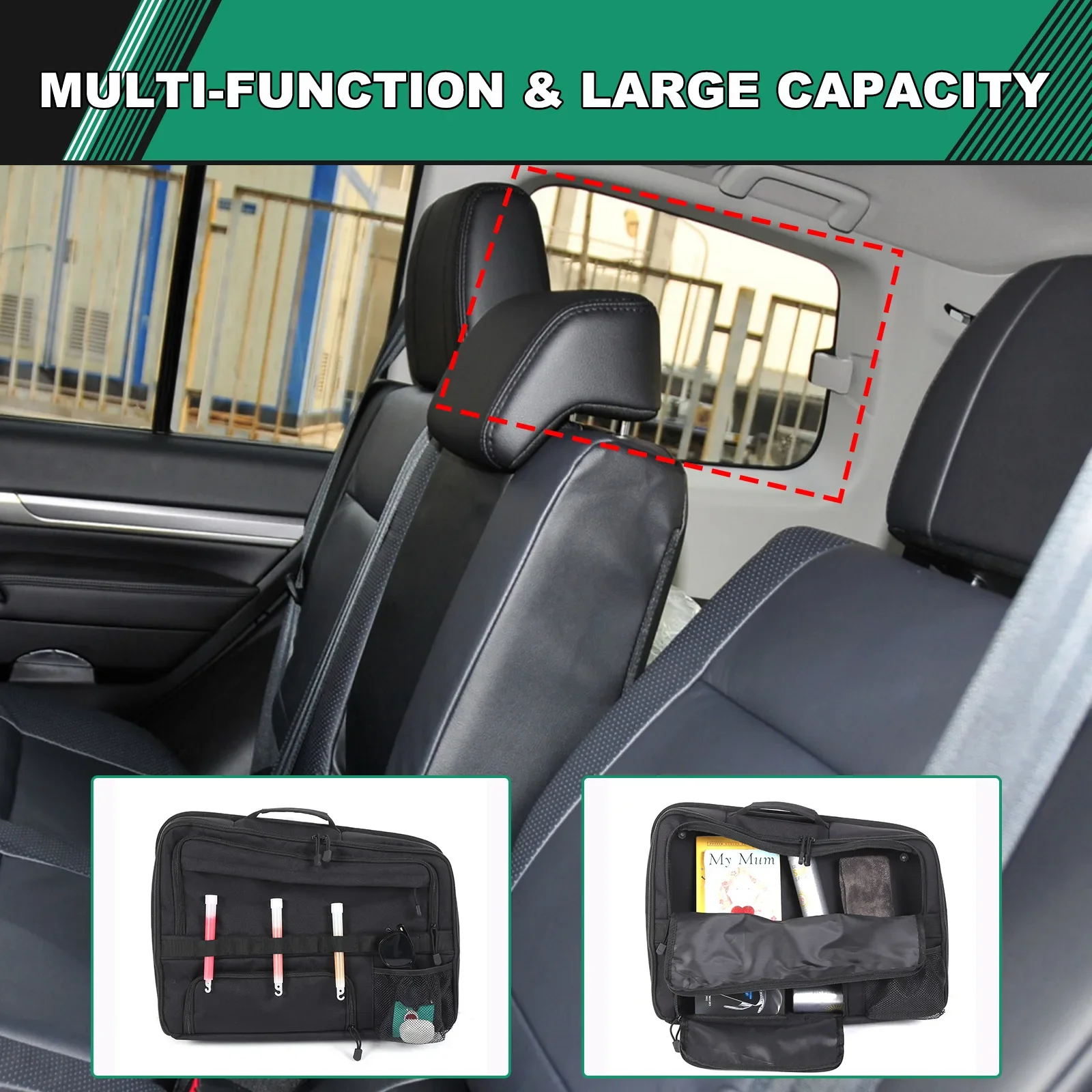 Offroad Car Trunk Side Window Storage Bag Multifunctional Storage Pouch For Mitsubishi Pajero 2007-20 Rear Glass Tool Tidy Bag