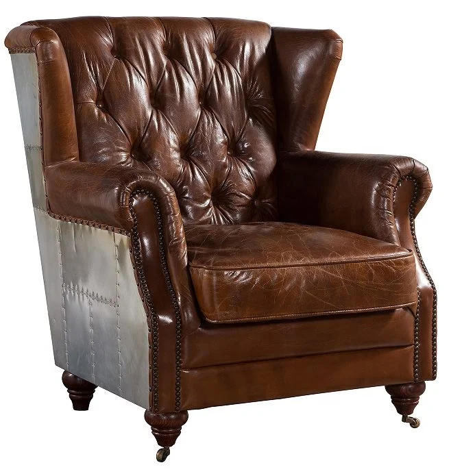 

Modern chair leather chester armchair single leisure coffee shop living room sofa chair with arm