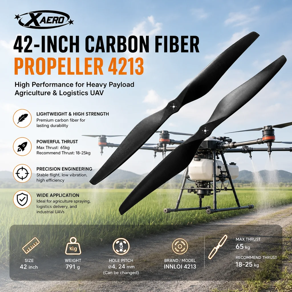 XAERO 42 inch 4213 Carbon Fiber Propeller for Heavy Payload Agriculture Logistics UAV
