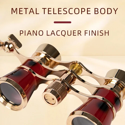 Imagen 2 del producto Binoculares portátiles 3X25, gafas de teatro de ópera de Metal, Mini Binocular compacto con cadena/mango para escenario, concierto, Camping