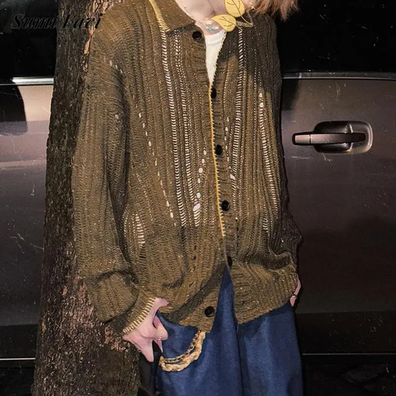 

2024, весенне-осенние модные мужские вязаные рубашки, модные однотонные вязаные кардиганы на пуговицах, мужская одежда, винтажные рубашки