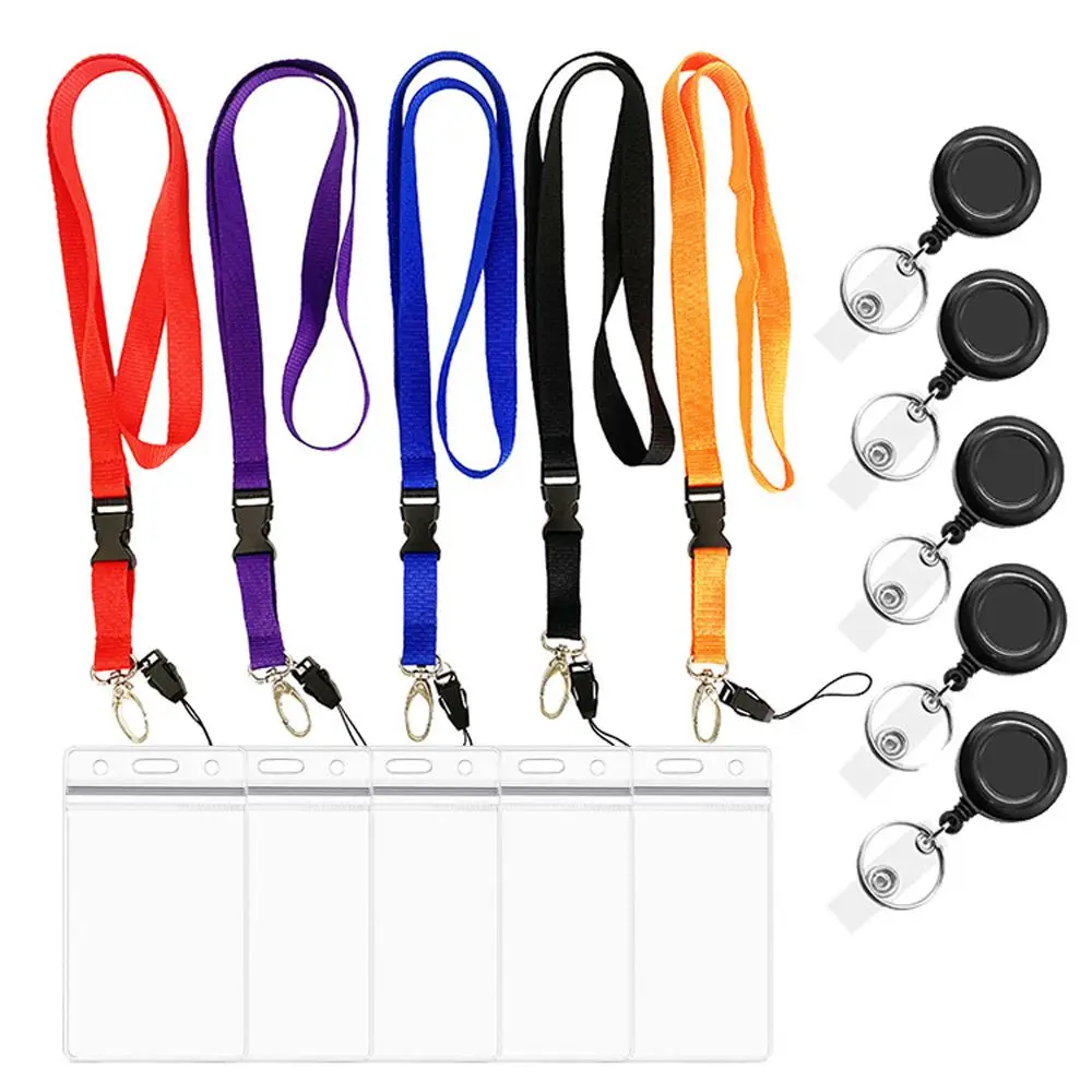 Accessories Business Card Badge Clip Key Neck Strap Badges Set Lanyard ID Card Holder Retractable Badge Holder Name Card Holder