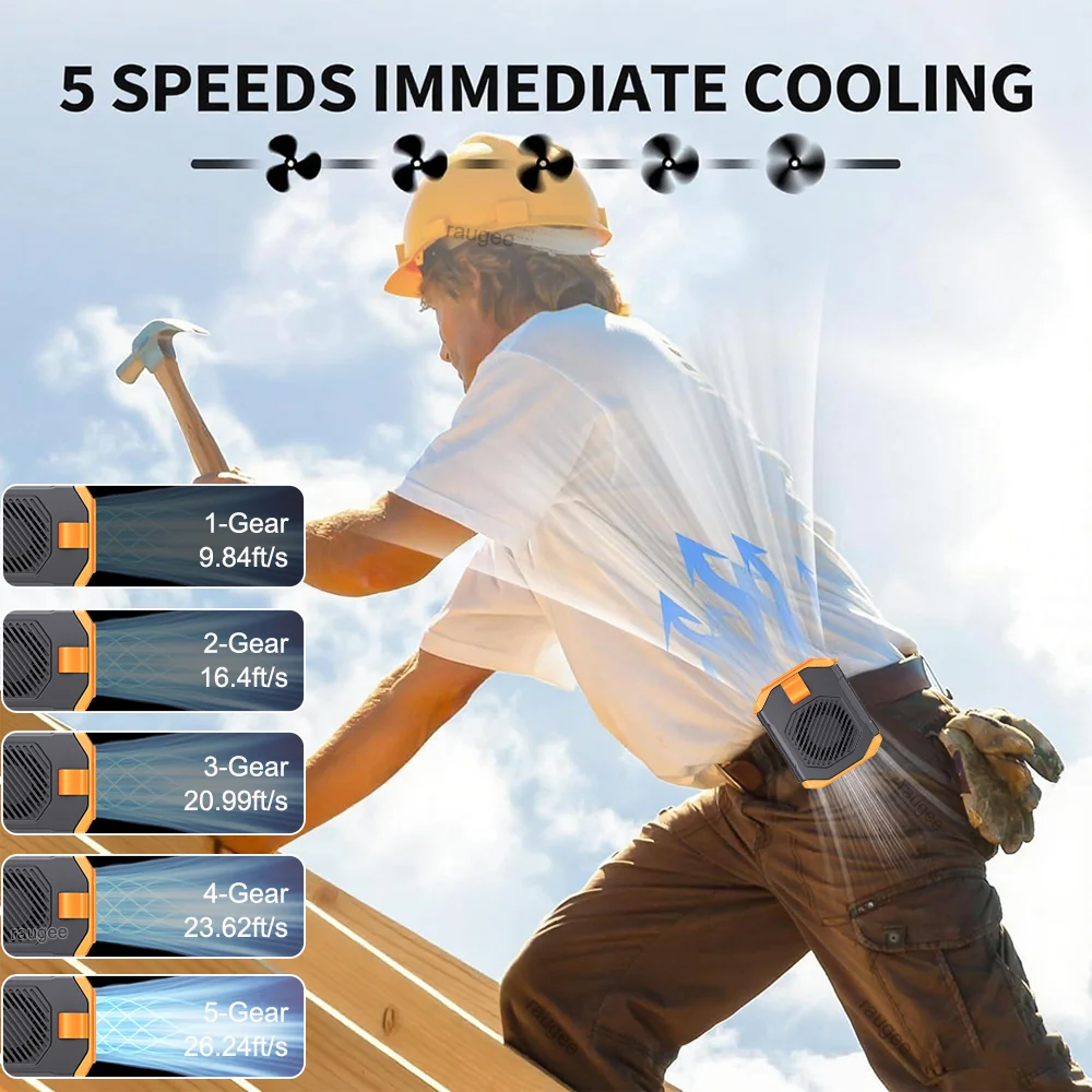 Portable Waist Fan Mini Hanging Neck Fan USB Rechargeable Portable Fan Outdoor Working Camping Sports Waist Clip Fan Air Cooler image 3