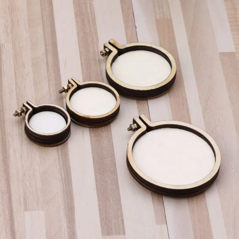 DIY Wooden for Cross Stitch Hoop Mini Ring Embroidery Circle Sewing Kit Frame Cr