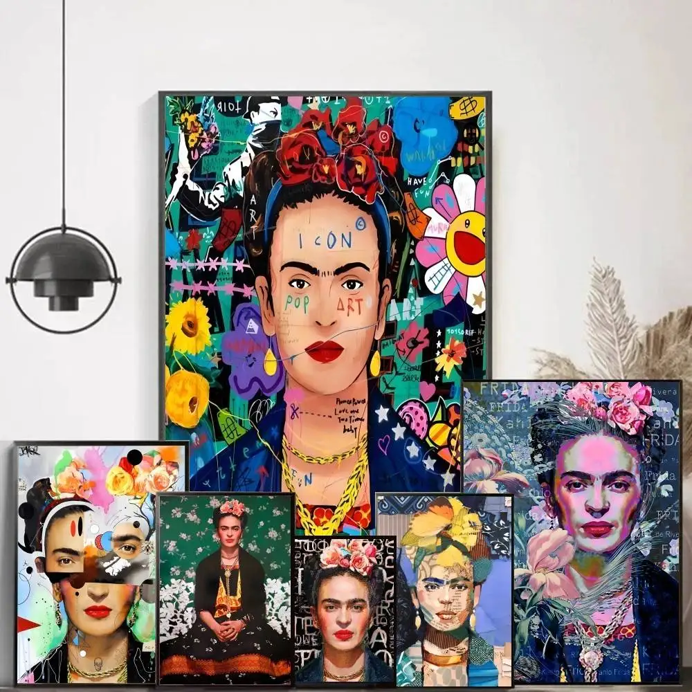 Canvas Painting Art F-Frida K-Kahlo Poster Waterproof Wall Art Sticker For Bar Vintage Room Decor High Quality Print Gift