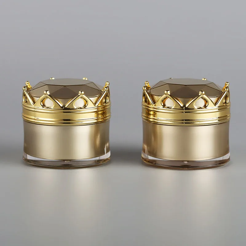 

50G gold crown shape acrylic jar pot tin jar eye serum/essence/gel/moisturizer/day night cream whitening cosmetic packing