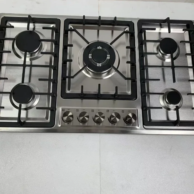 Cooktop 5 gas burner with gas stove is tempered glass kitchen surface built-in 5 burner gas hob cooker with induction