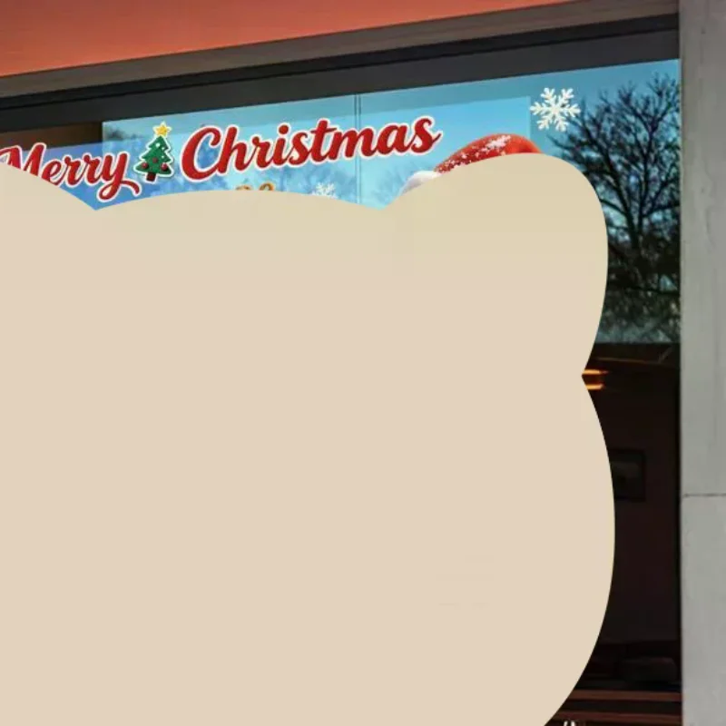 Christmas Window Cling 2027 Santa Sleigh Reindeer Gingerbread Snowman Snowflake Decal Set For Mall Shop Window Glass Decor