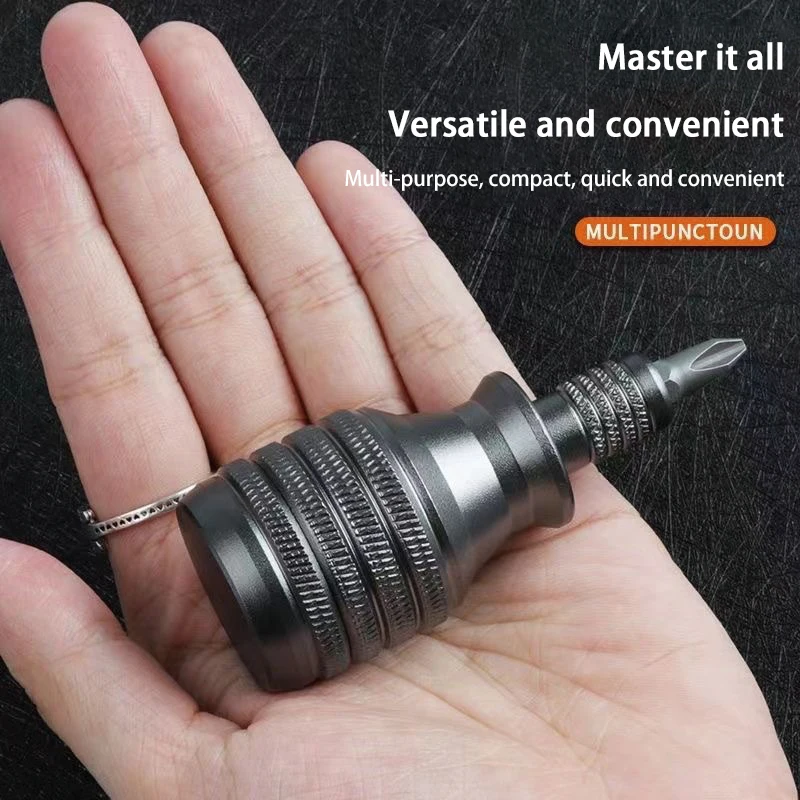 

7-in-1 Industrial Mini Screwdriver Set Aluminum Alloy Handle with High Hardness Phillips/Slotted Bits Multi-Function EDC Tool